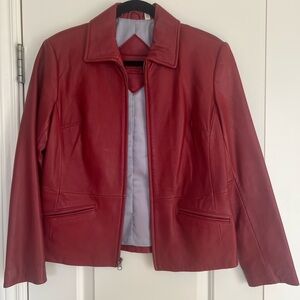 Vintage Women's Red Lamb Skin Leather Jacket
